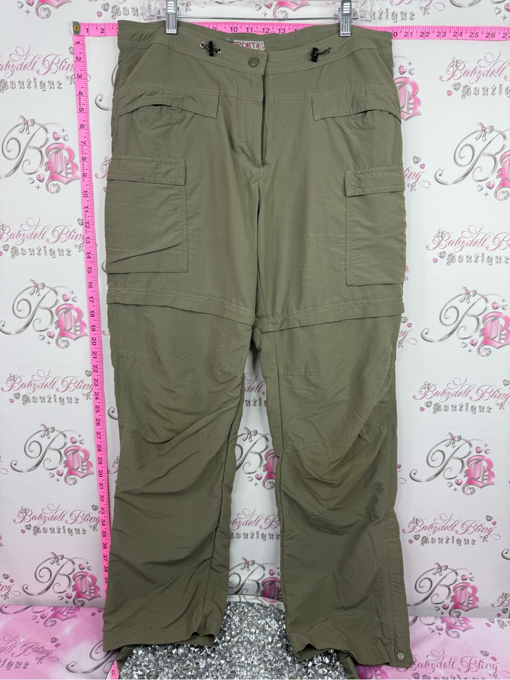 SPORTIF Convertible Cargo Track Pants in Olive Green dual shorts or pants rare